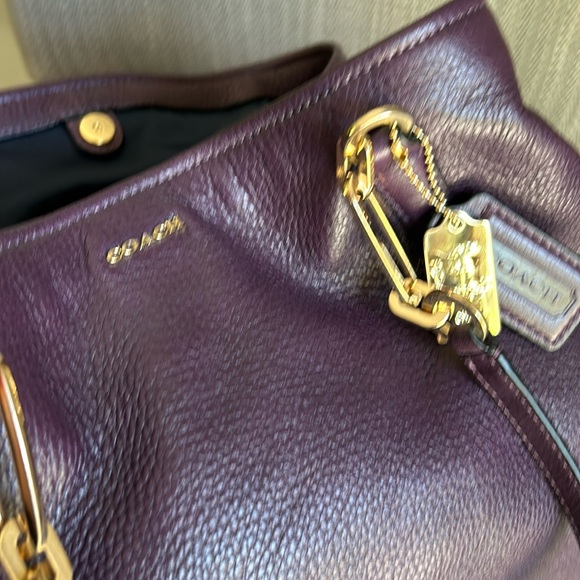 Coach Madison Leather North South Tote in Black Violet - Picture 6 of 8
